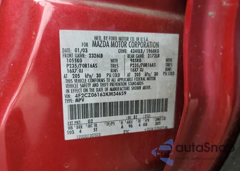 2003 Mazda Tribute Es z USA, uszkodzony, nr VIN 4F2CZ06163KM34659